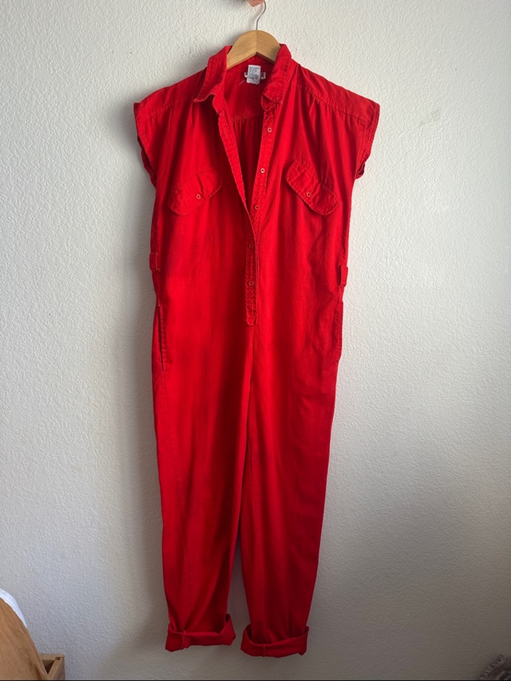 Vintage Red Utility Jumpsuit, size S
